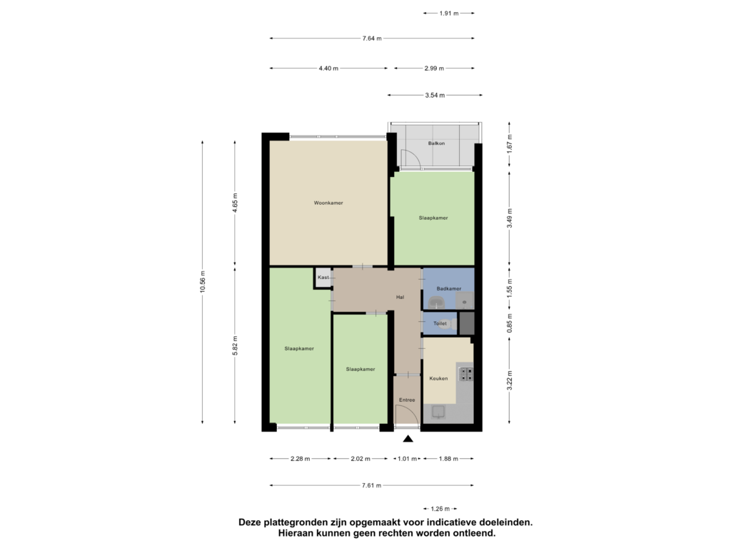 Bekijk plattegrond van Appartement van Burgemeester Caan van Necklaan 194