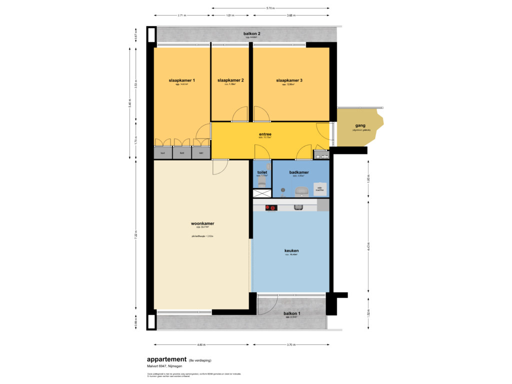 Bekijk plattegrond van appartement van Malvert 6947