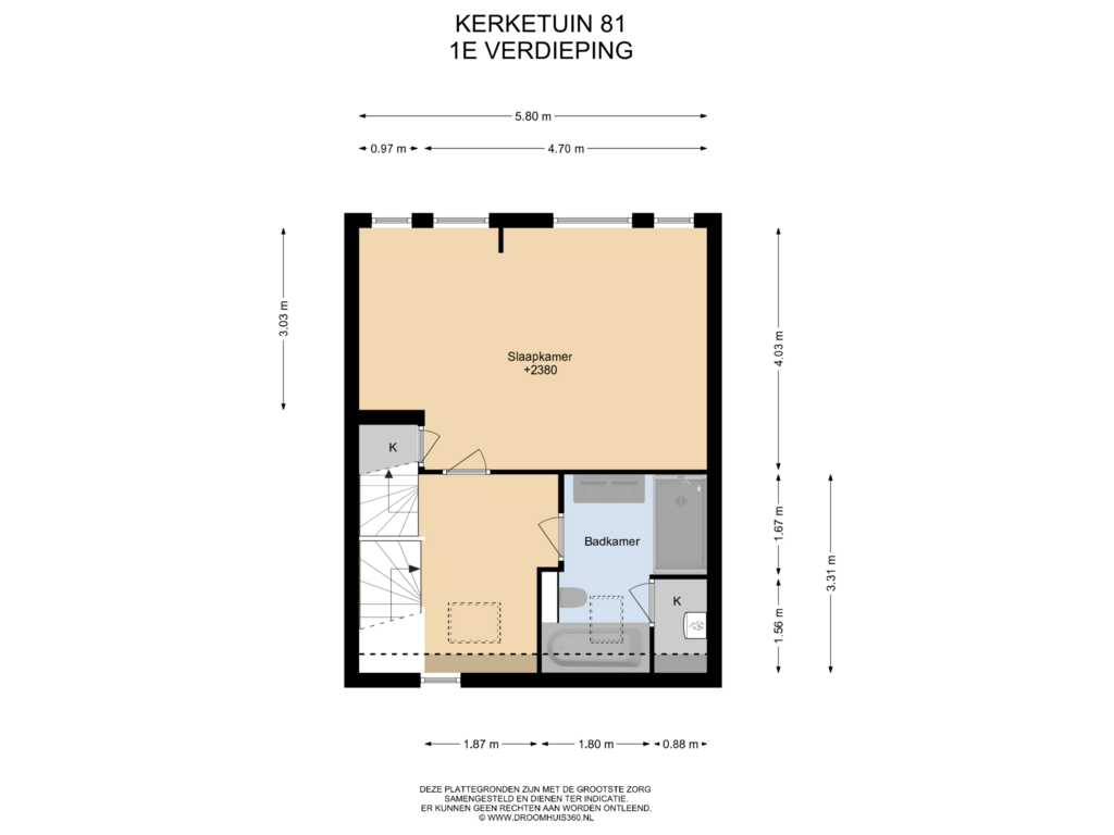 Bekijk plattegrond van 1E Verdieping van Kerketuin 81