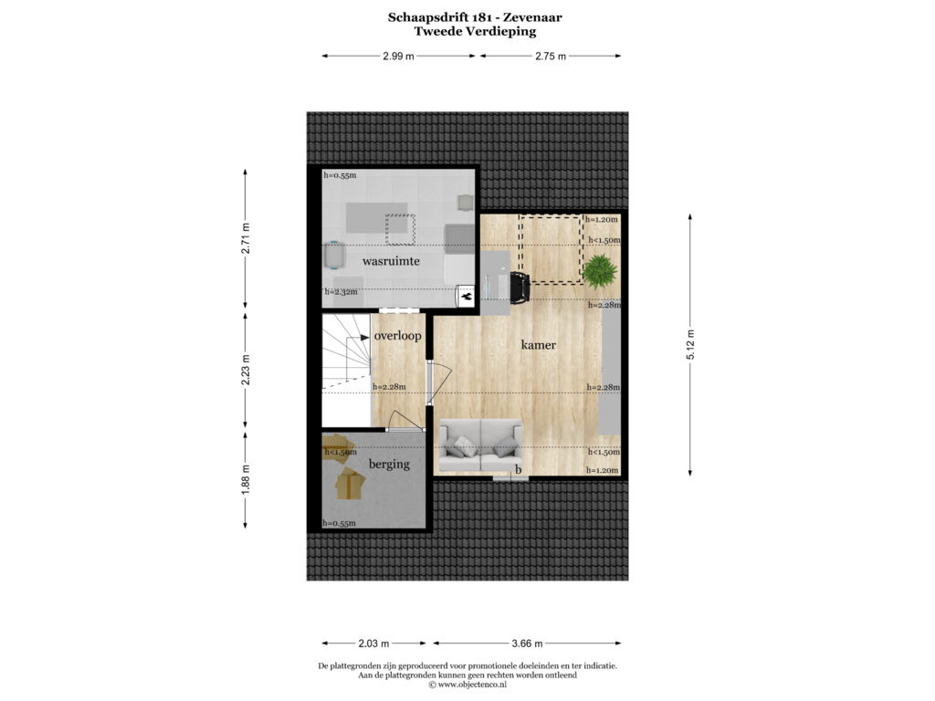 Bekijk plattegrond van TWEEDE VERDIEPING van Schaapsdrift 181