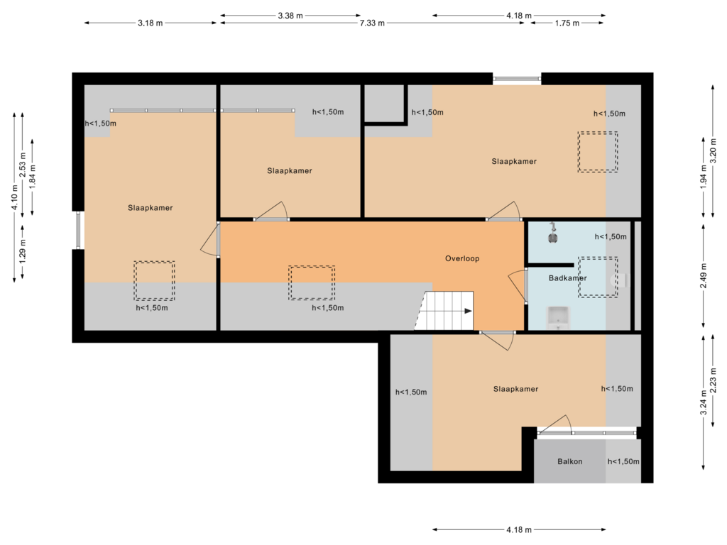 Bekijk plattegrond van Eerste verdieping van Brinklaan 11