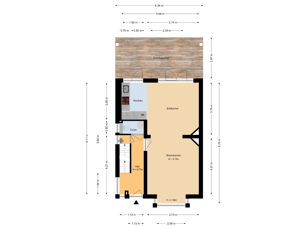 View floorplan of Begane grond of Jutphasestraatweg 23