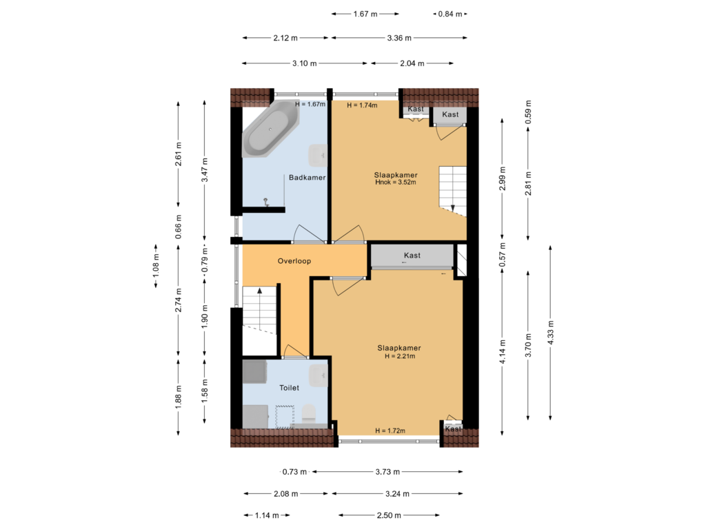 View floorplan of 1e verdieping of Jutphasestraatweg 23