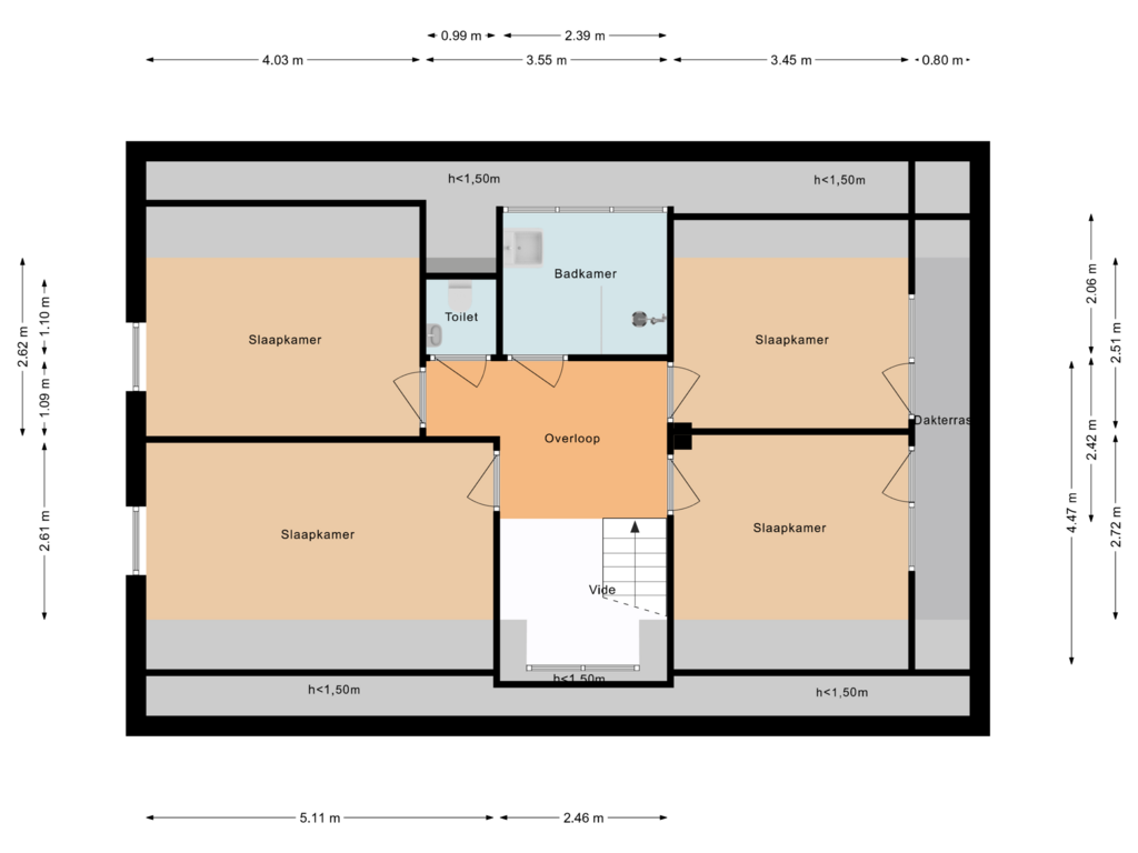 Bekijk plattegrond van Eerste verdieping van Oosteinde 31