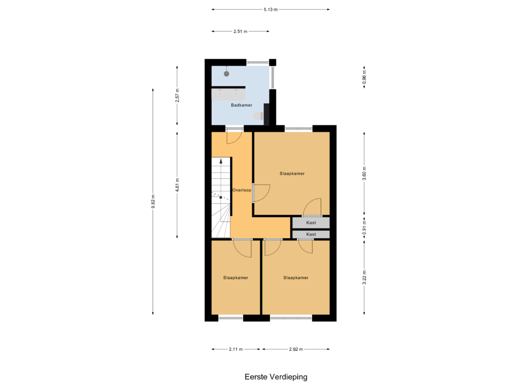 Bekijk plattegrond van Eerste Verdieping van Paus Adriaanstraat 5