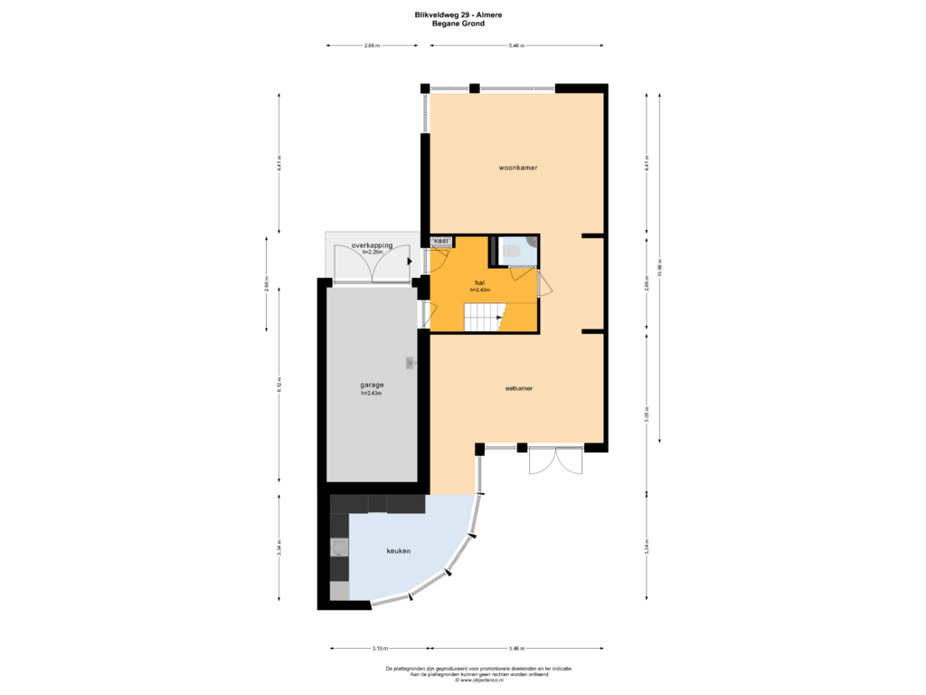 Bekijk plattegrond van BEGANE GROND van Blikveldweg 29