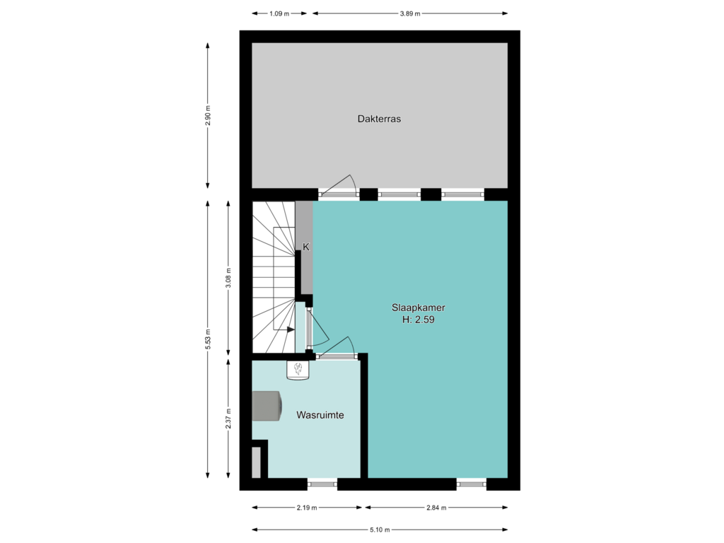 Bekijk plattegrond van Tweede verdieping van Schietspoel 10