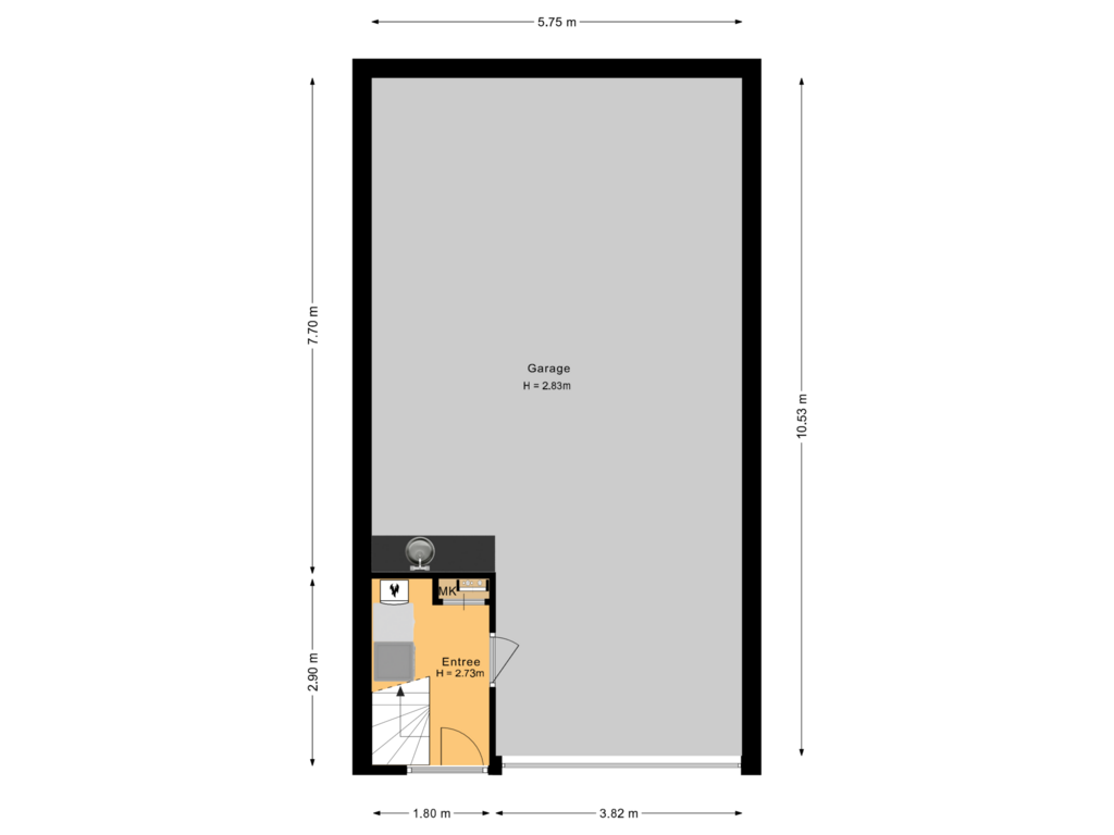 Bekijk plattegrond van Begane grond van 1e Nieuwstraat 45-A