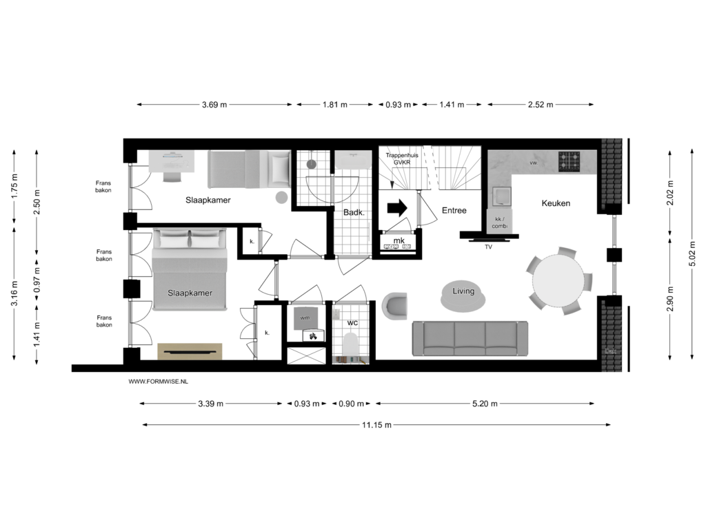 Bekijk plattegrond van 4e VERDIEPING van Cornelis Anthoniszstraat 41-4