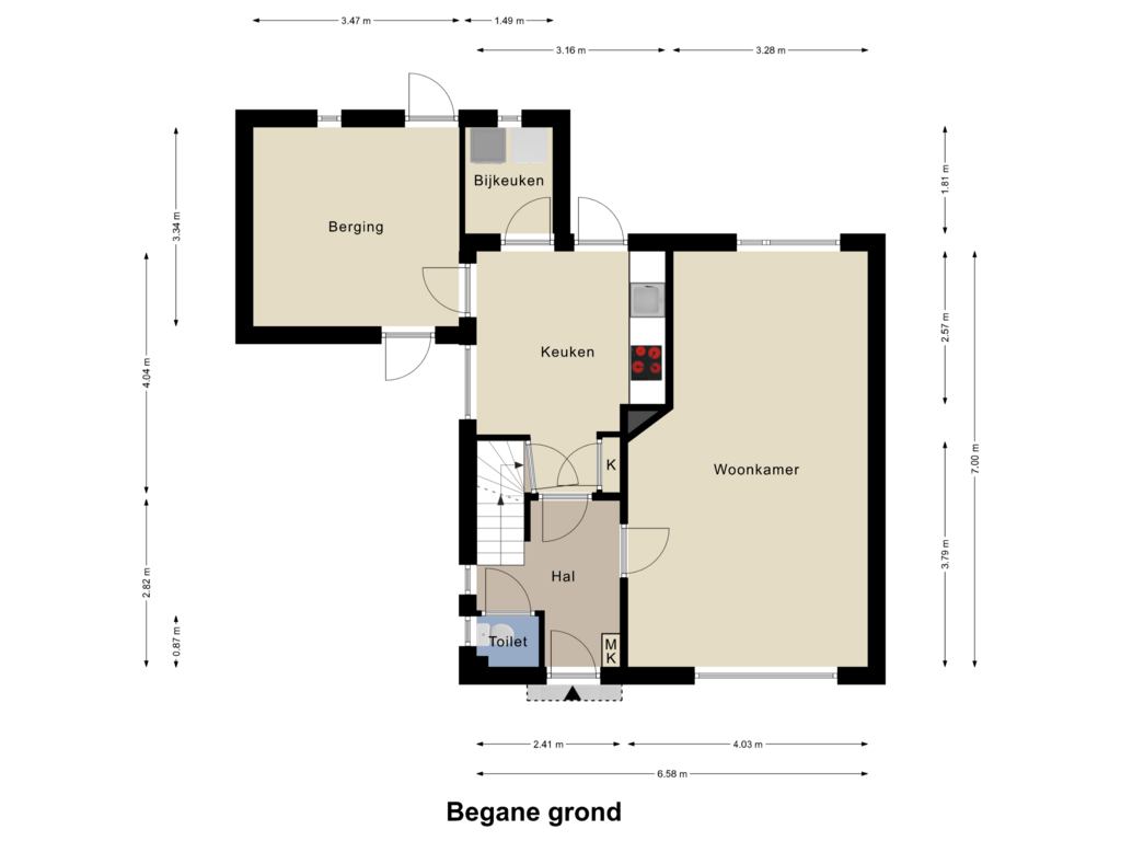 Bekijk plattegrond van Begane grond van Wilhelminastraat 11