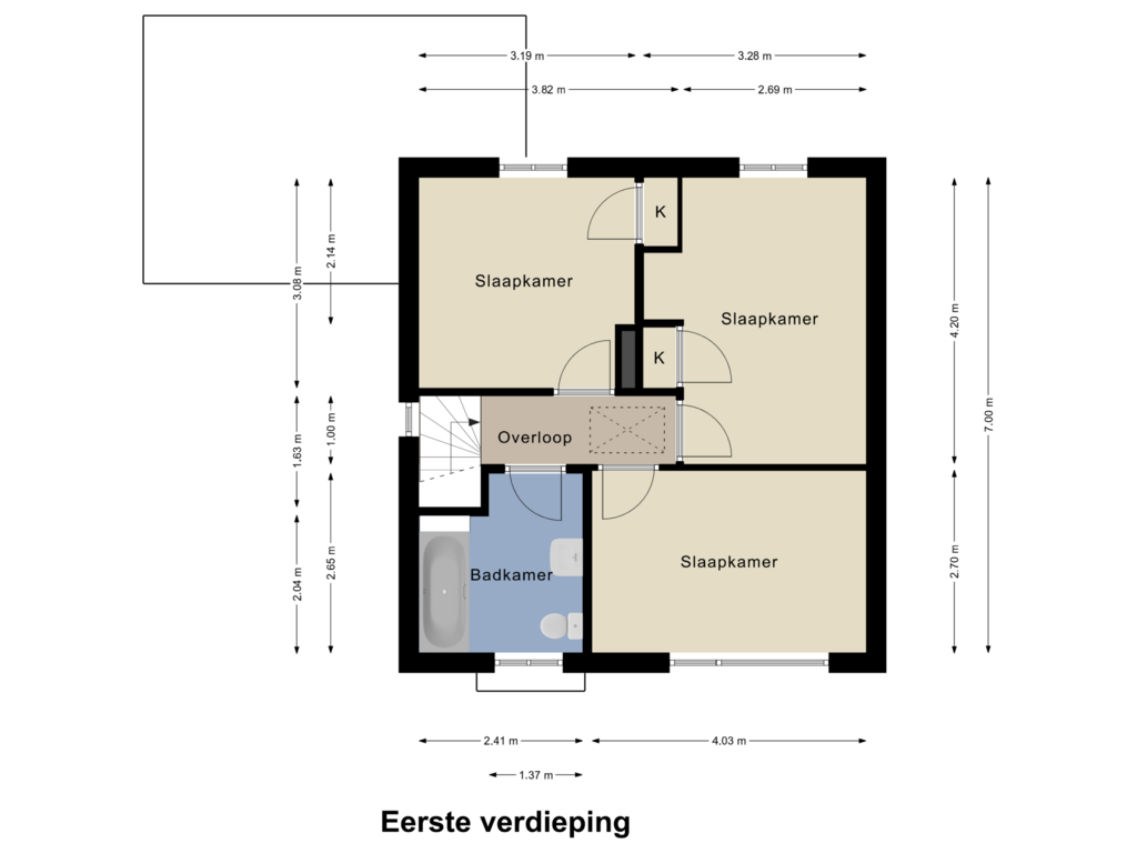 Bekijk plattegrond van Eerste verdieping van Wilhelminastraat 11