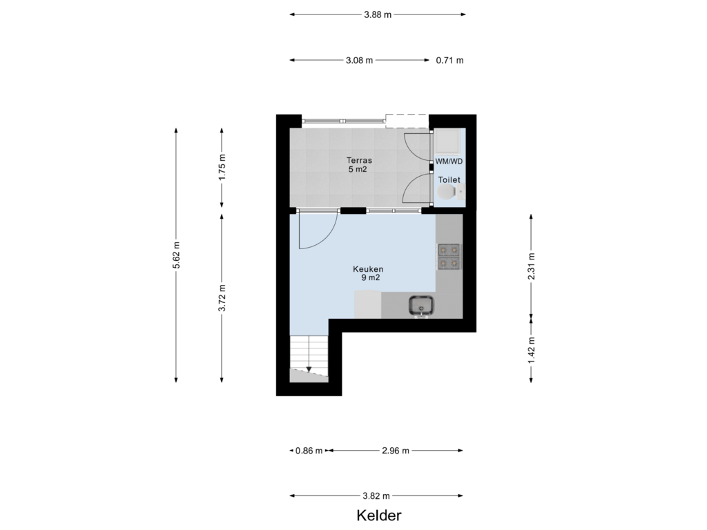 Bekijk plattegrond van Kelder van Karnemelksloot 68