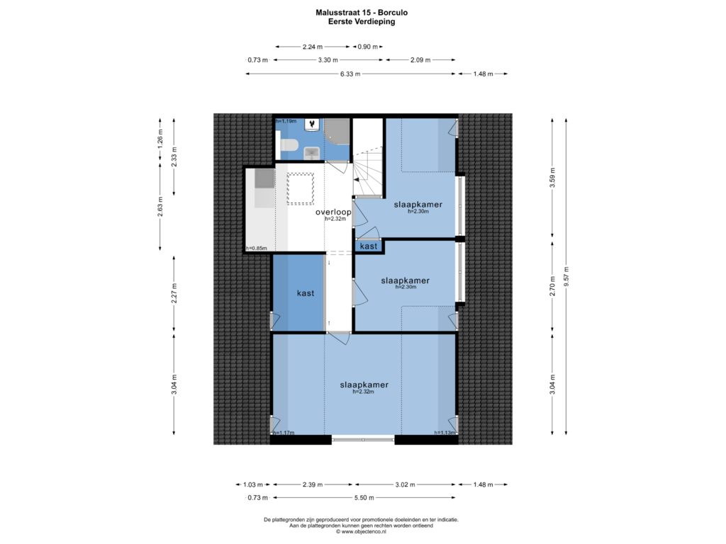 Bekijk plattegrond van EERSTE VERDIEPING van Malusstraat 15