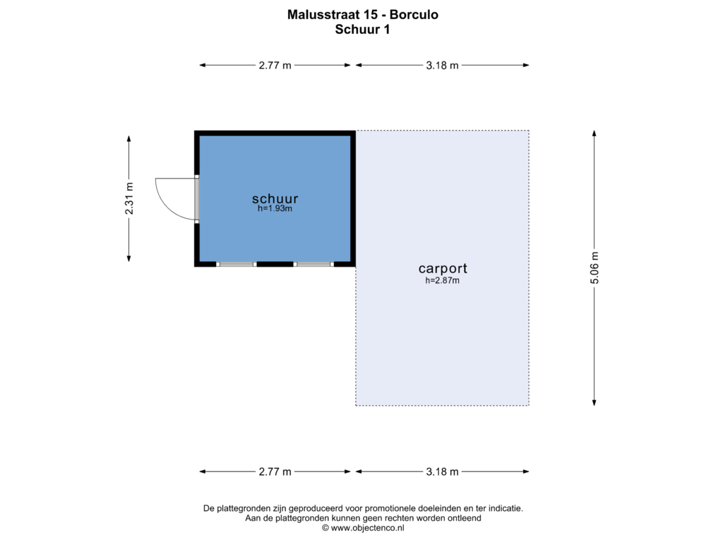 Bekijk plattegrond van SCHUUR 1 van Malusstraat 15