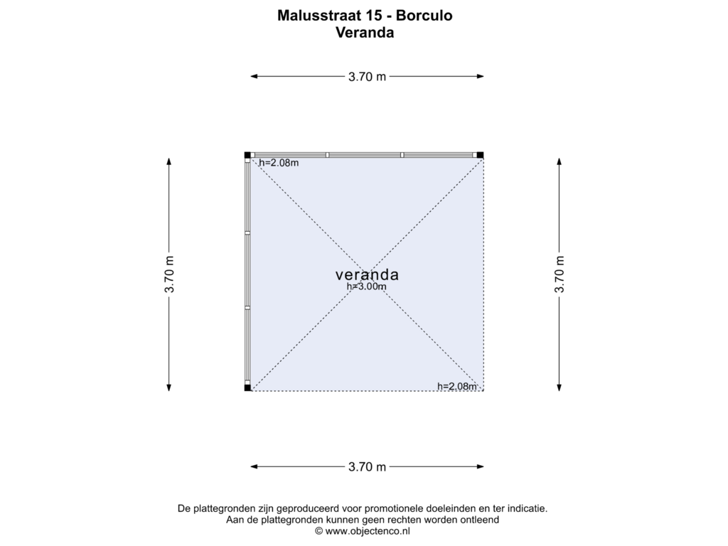 Bekijk plattegrond van VERANDA van Malusstraat 15