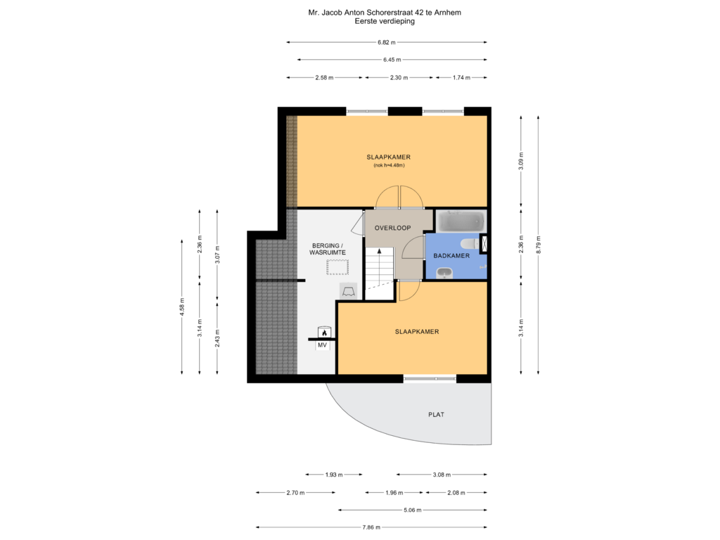 View floorplan of Eerste verdieping of Mr. Jacob Anton Schorerstraat 42