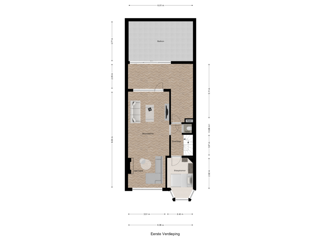 Bekijk plattegrond van Eerste Verdieping van Scheldestraat 66