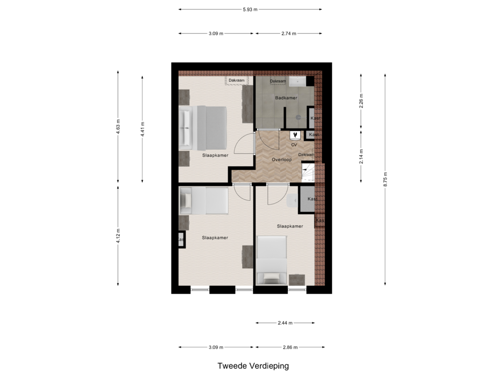 Bekijk plattegrond van Tweede Verdieping van Scheldestraat 66