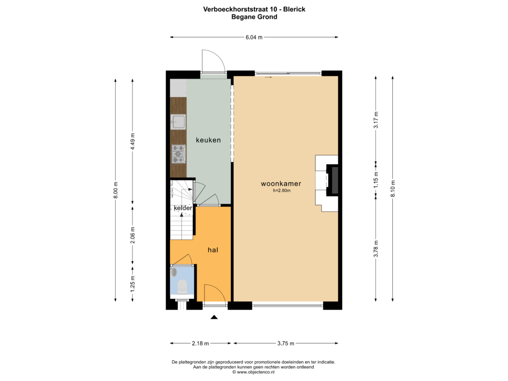 Bekijk plattegrond van BEGANE GROND van Verboeckhorststraat 10