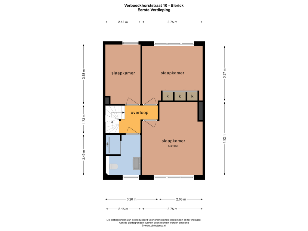 Bekijk plattegrond van EERSTE VERDIEPING van Verboeckhorststraat 10