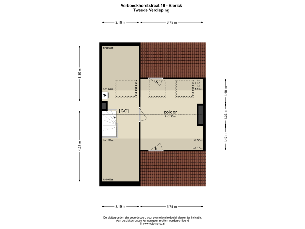 Bekijk plattegrond van TWEEDE VERDIEPING van Verboeckhorststraat 10