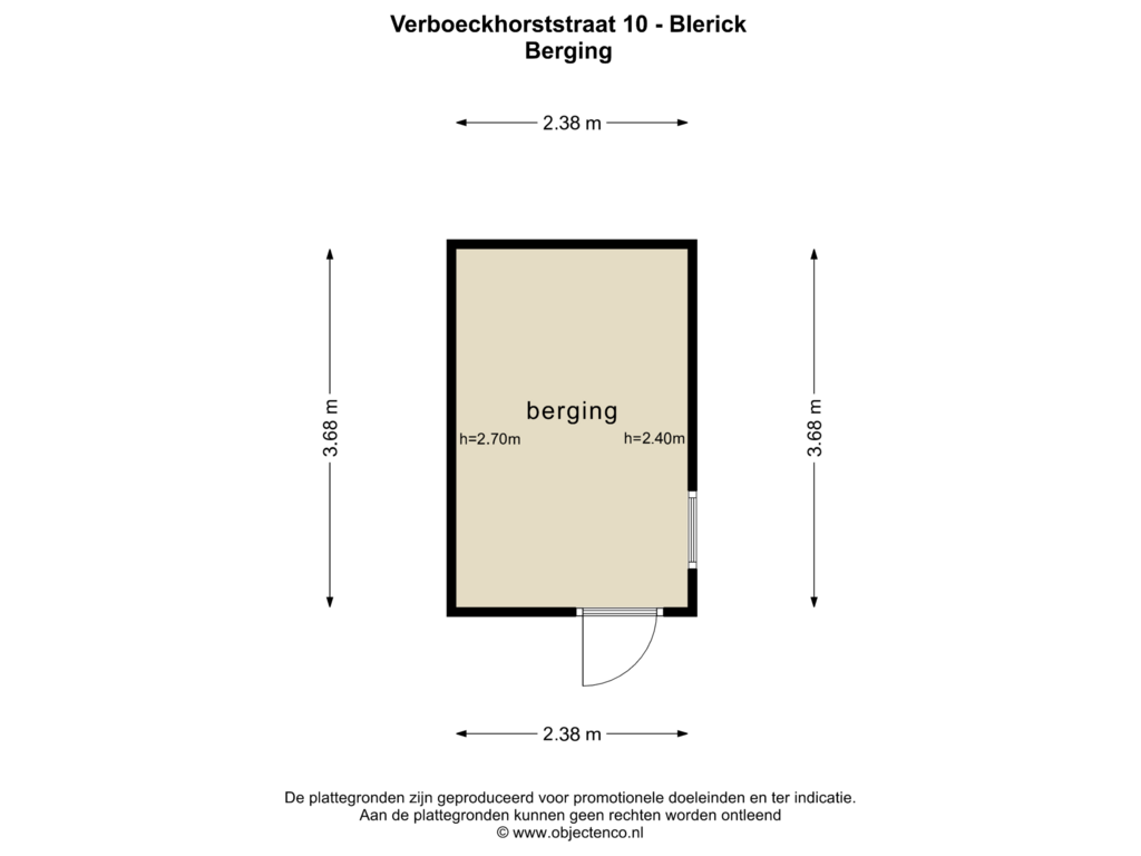 Bekijk plattegrond van BERGING van Verboeckhorststraat 10