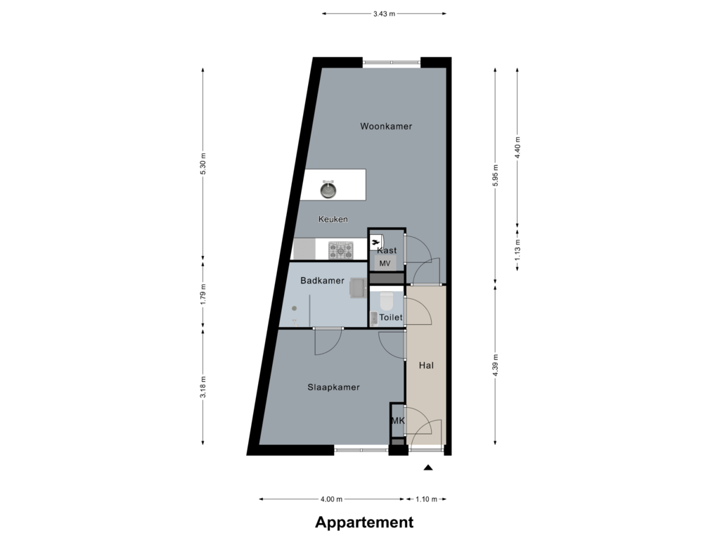 Bekijk plattegrond van Appartement van Onze Lieve Vrouwestraat 46-B1