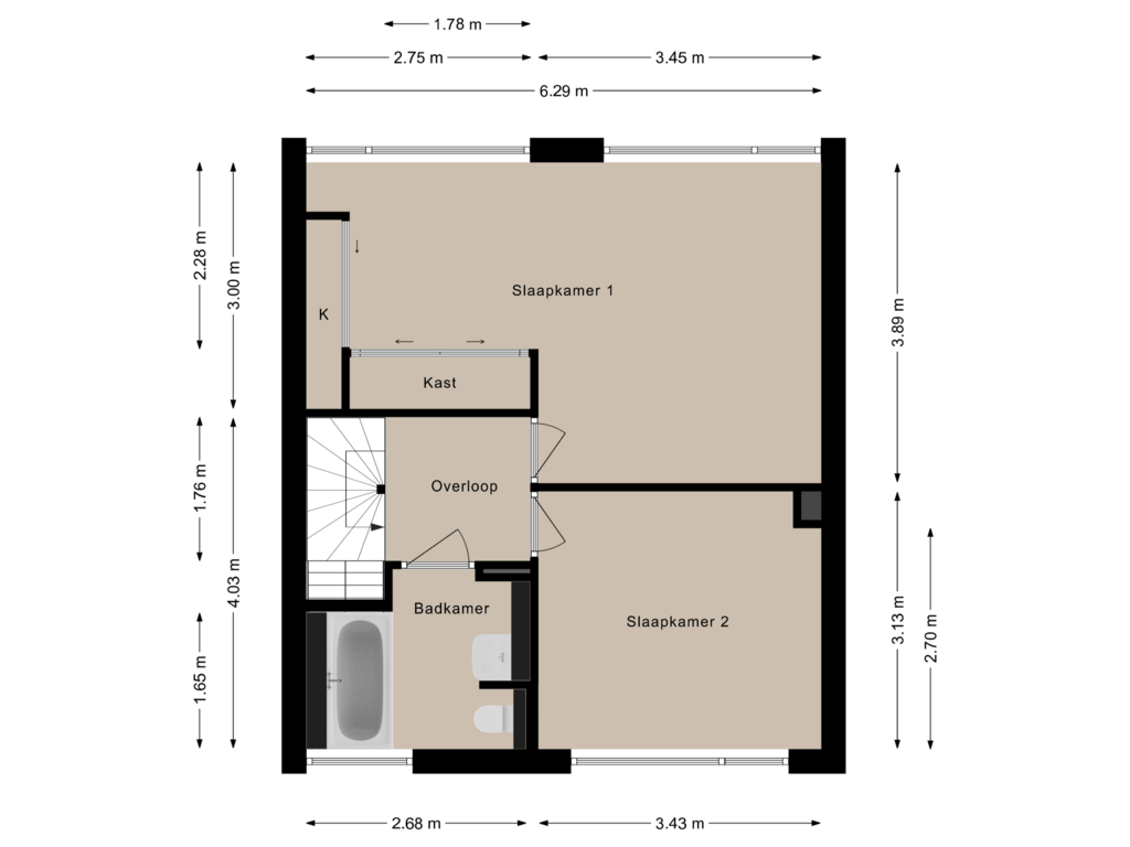 Bekijk plattegrond van Eerste verdieping van Zr Persoonsstraat 6