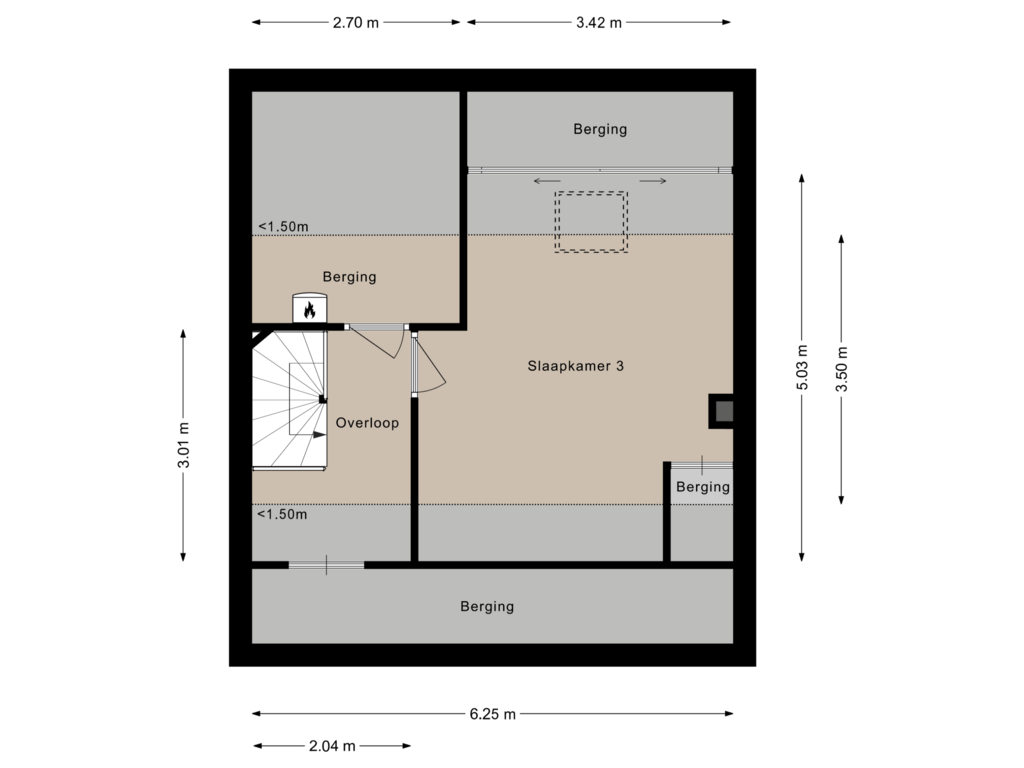 Bekijk plattegrond van Tweede verdieping van Zr Persoonsstraat 6