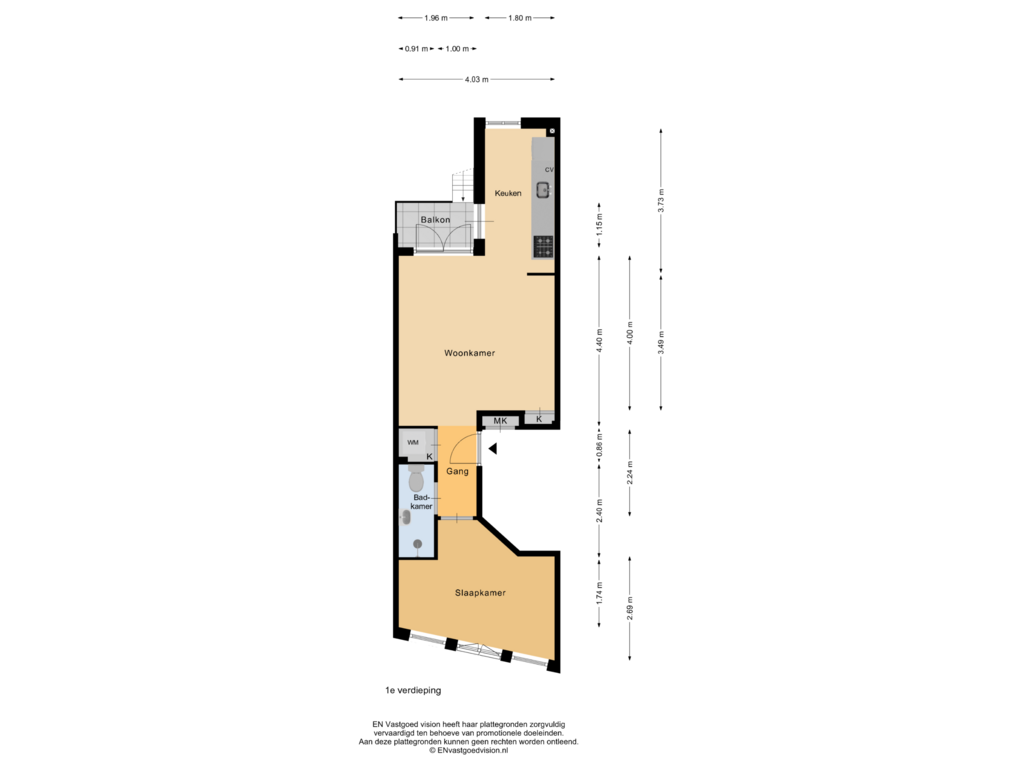 Bekijk plattegrond van 1e verdieping van Van der Hoopstraat 73-1