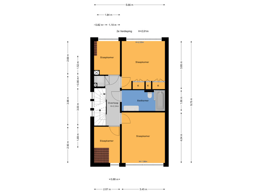 View floorplan of 2e Verdieping of Maastrichtsestraat 4