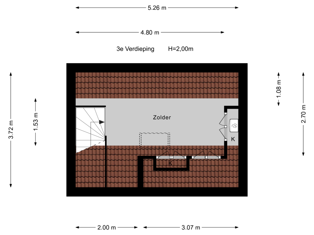 View floorplan of 3e Verdieping of Maastrichtsestraat 4