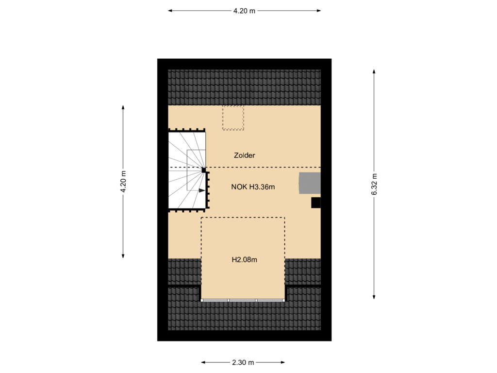 Bekijk plattegrond van Zolder van Berghallee 17