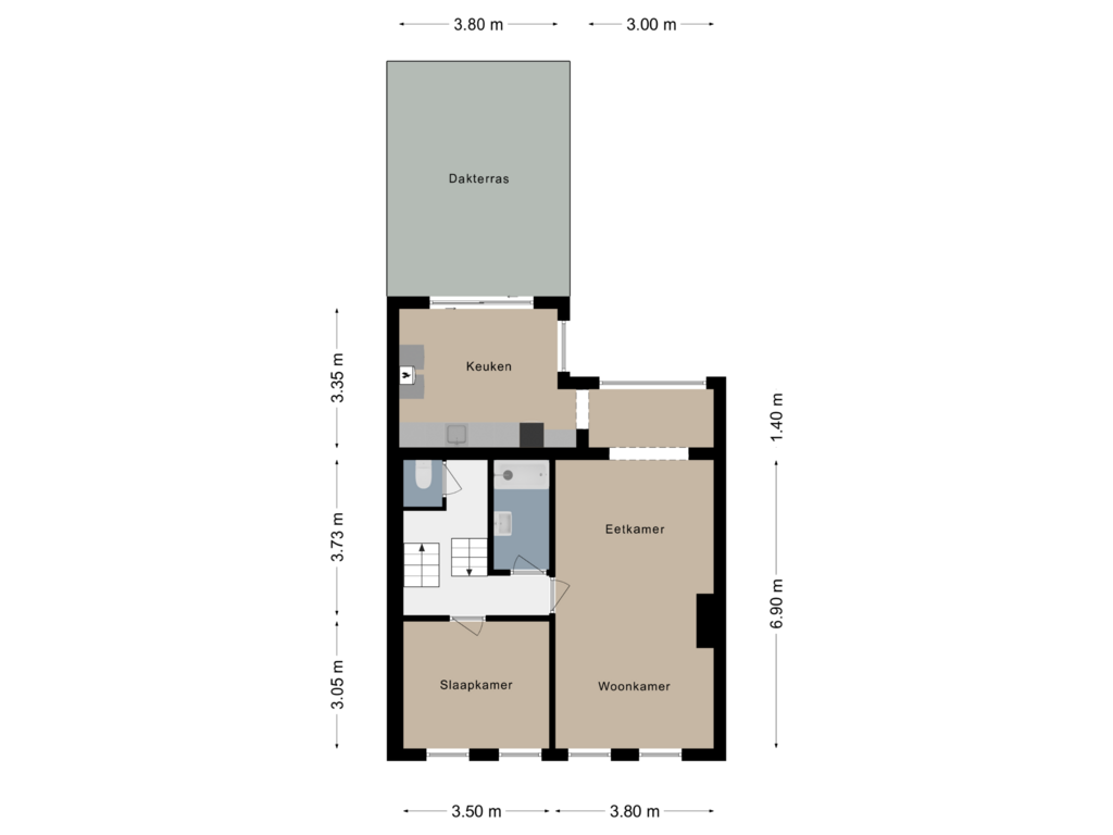 View floorplan of Verdieping 1 of Heerenweg 138