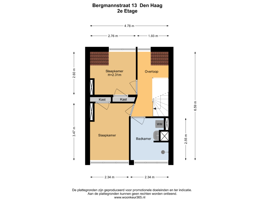 Bekijk plattegrond van 2e Etage van Bergmannstraat 13