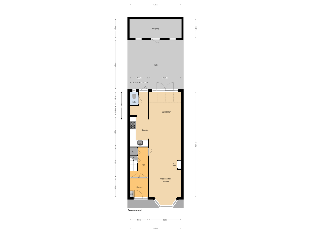 Bekijk plattegrond van Begane grond van Spaansevaartstraat 83