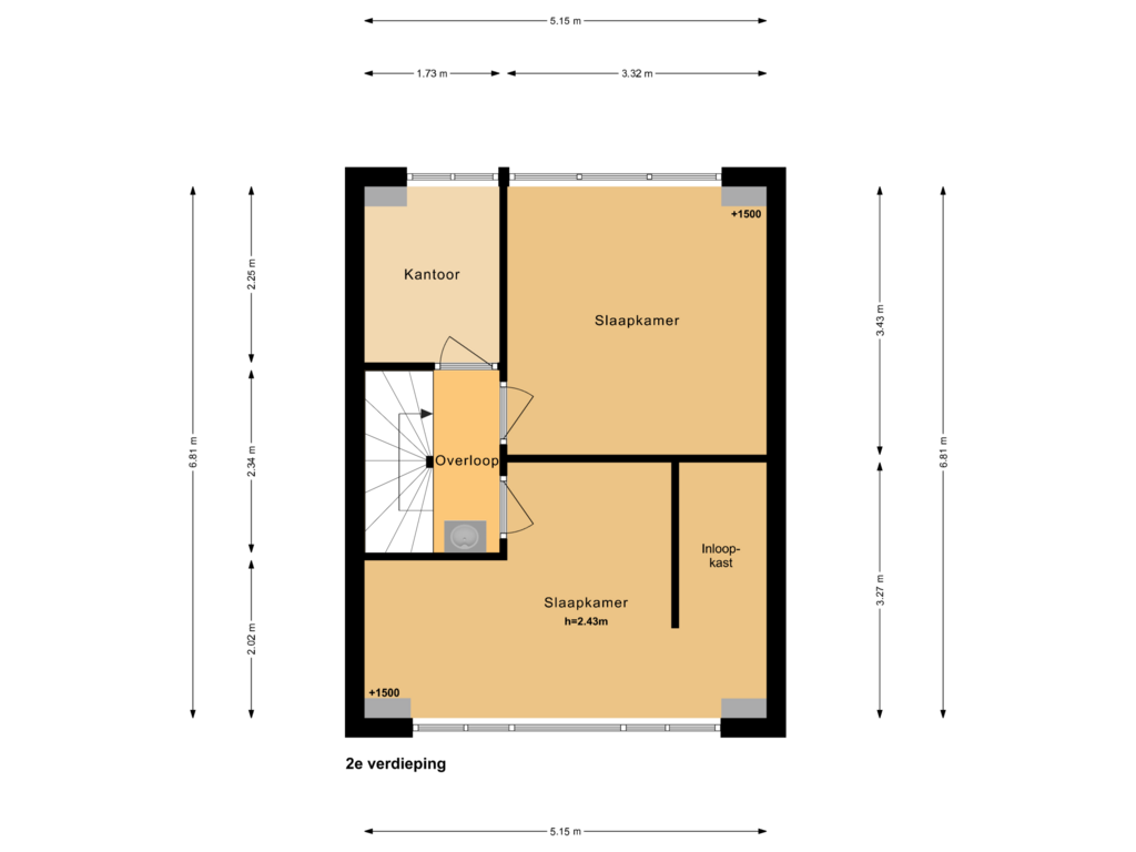 Bekijk plattegrond van 2e verdieping van Spaansevaartstraat 83