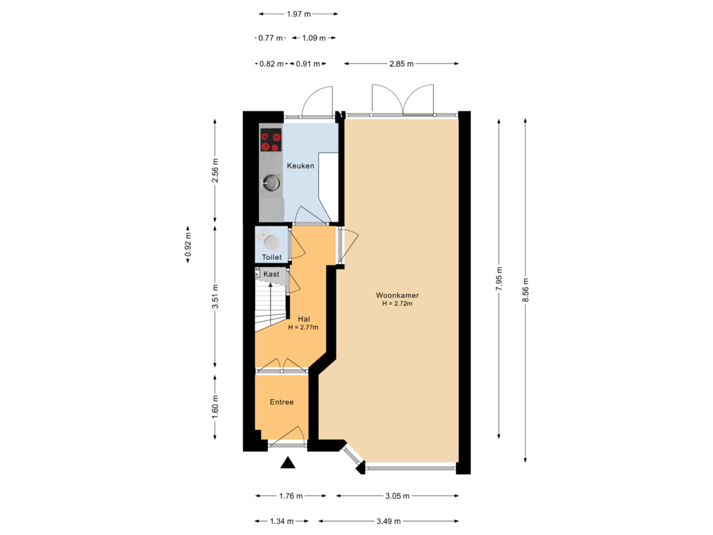 Bekijk plattegrond van Begane grond van Bernard de Waalstraat 41