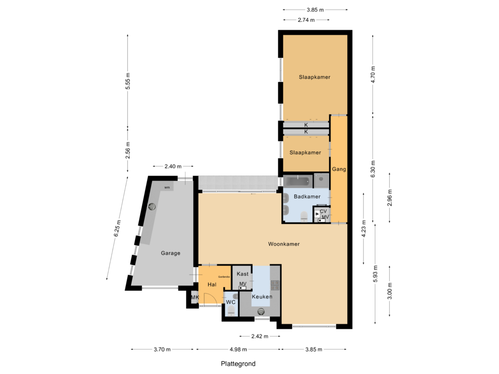 Bekijk plattegrond van Plattegrond van Belle van Zuylenstraat 6