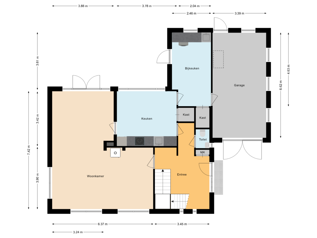 Bekijk plattegrond van Begane grond van Strijperstraat 57-B