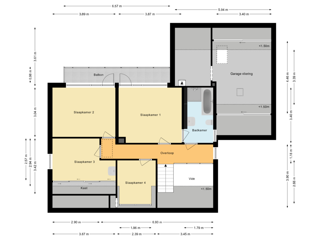 Bekijk plattegrond van Eerste verdieping van Strijperstraat 57-B