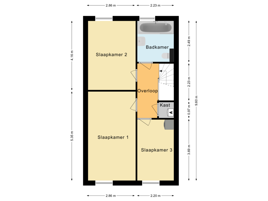 Bekijk plattegrond van Eerste verdieping van St. Antoniusstraat 1-C