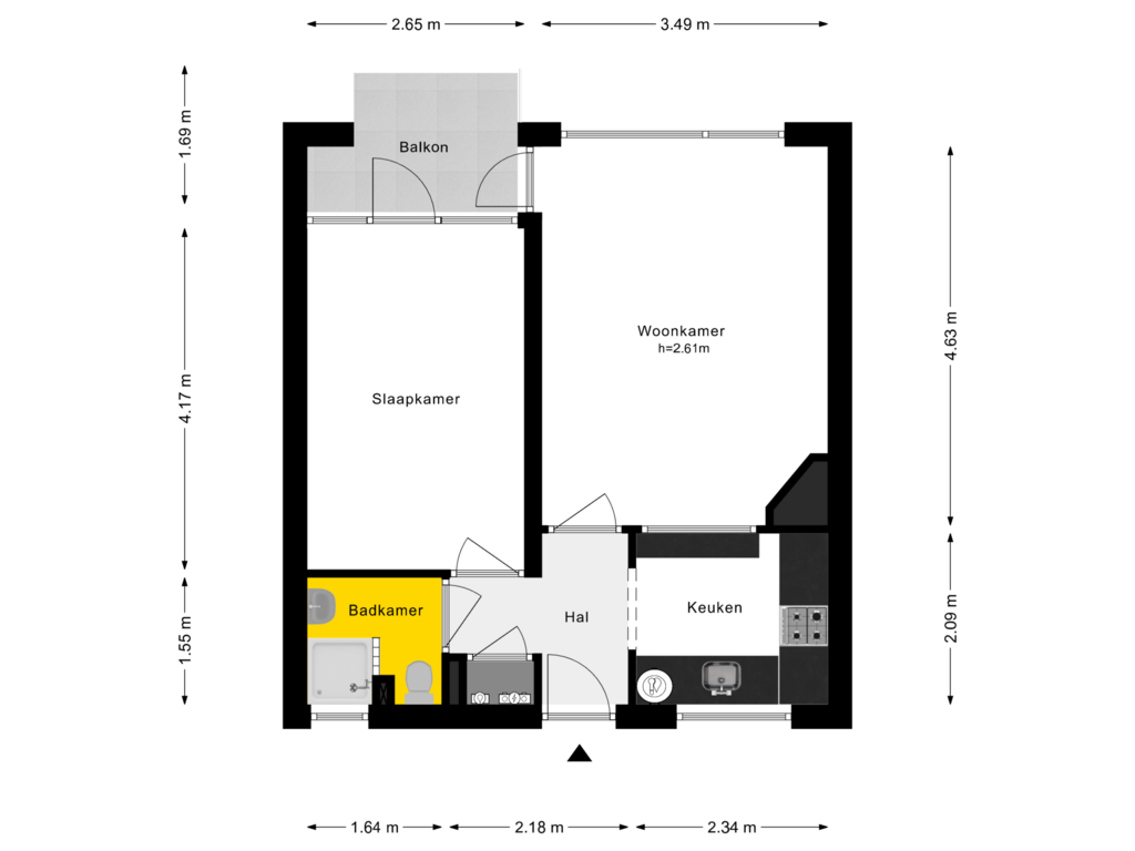 View floorplan of 3e Verdieping of Oranje-Nassaulaan 56