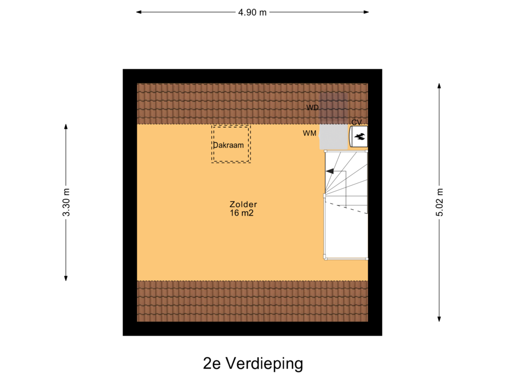 Bekijk plattegrond van 2e Verdieping van Terwenstraat 16