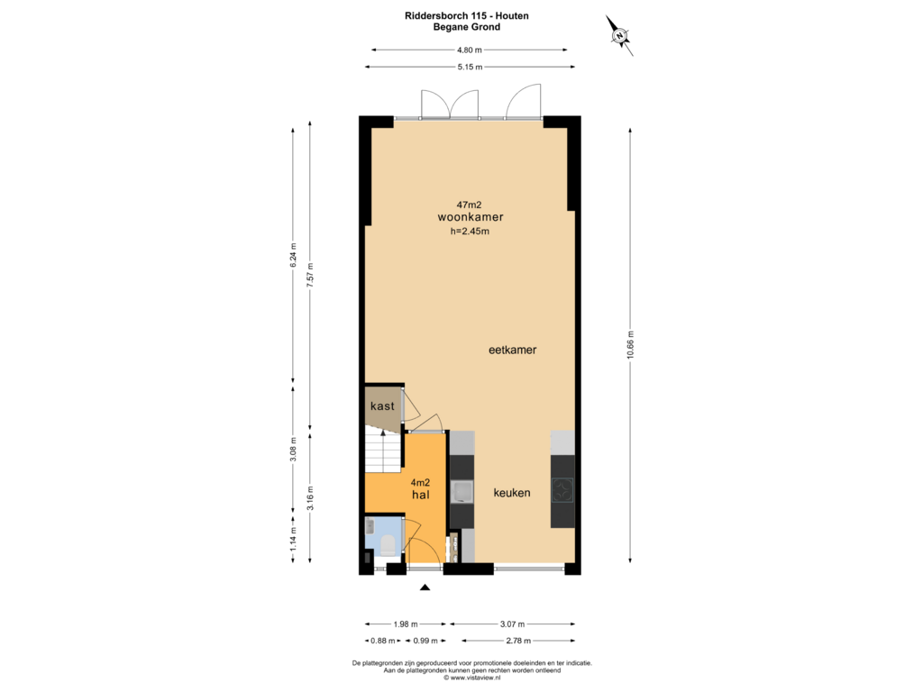 Bekijk plattegrond van BEGANE GROND van Riddersborch 115