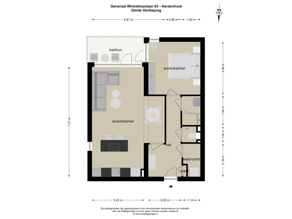 Bekijk plattegrond van Derde Verdieping van Generaal Winkelmanlaan 63