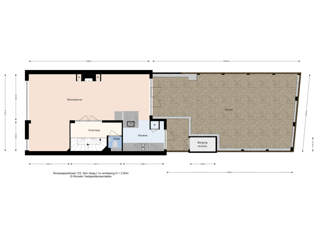 Bekijk plattegrond van 1e verdieping van Sinaasappelstraat 123