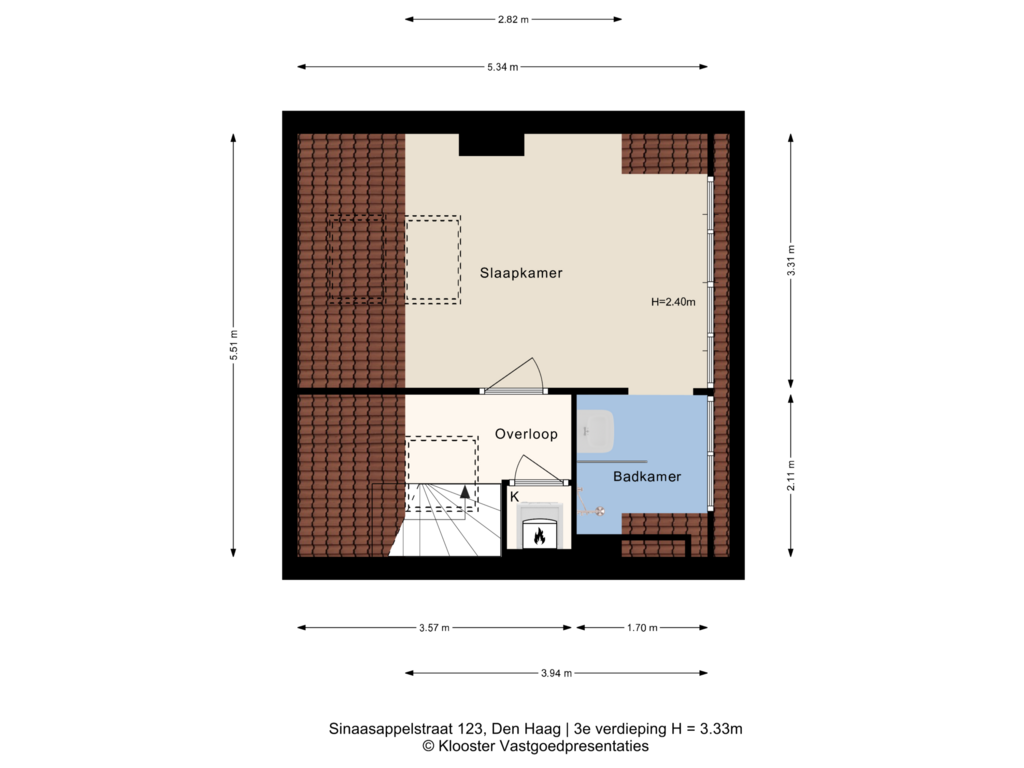 Bekijk plattegrond van 3e verdieping van Sinaasappelstraat 123