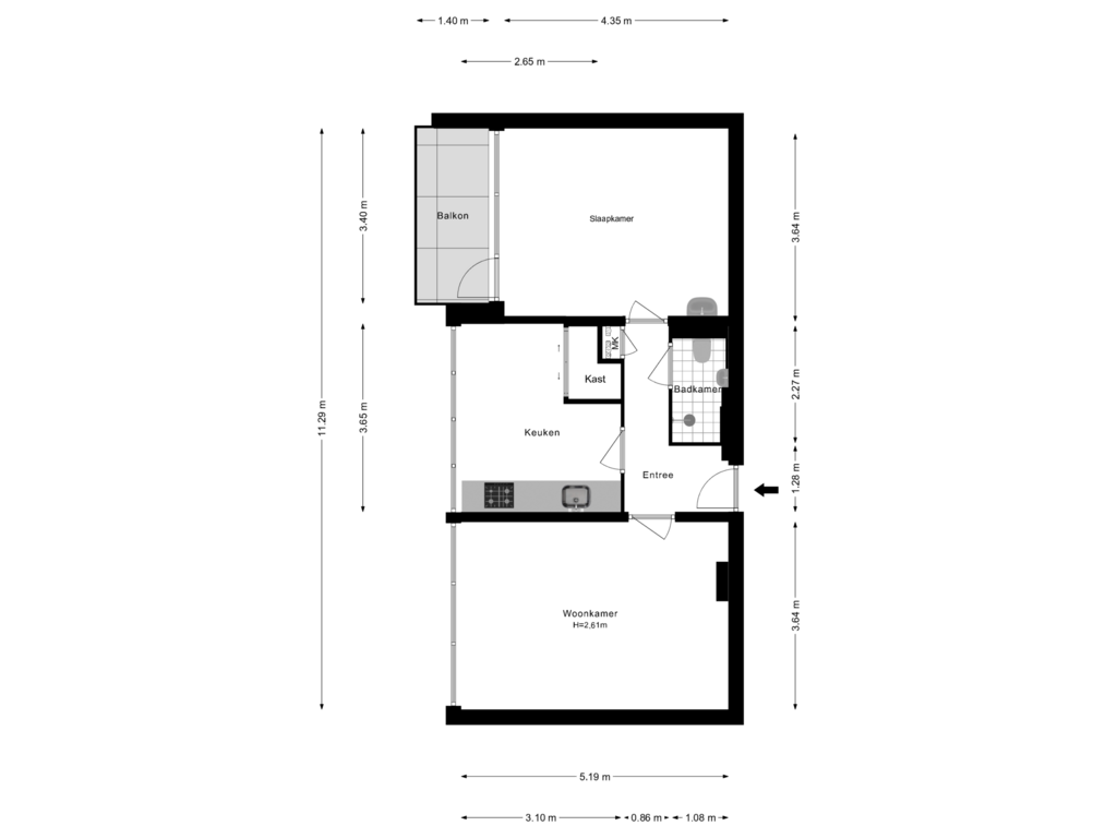 Bekijk plattegrond van Appartement van Pahud de Mortangesdreef 252