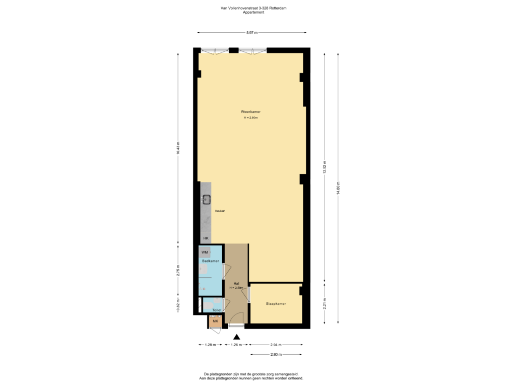 Bekijk plattegrond van Appartement van Van Vollenhovenstraat 3-328